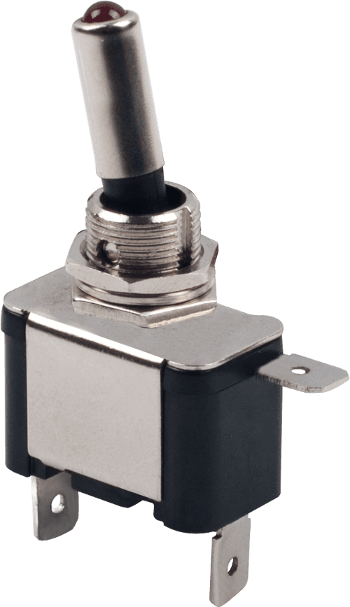 On/Off Metal Kırmızı Ledli Geçiş Anahtarı (PC Terminalli, 3 Bacaklı)