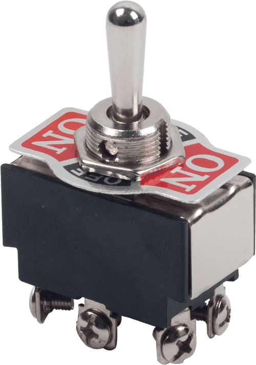 (On)/Off/(On) Metal Geçiş Anahtarı (Vida Terminalli, 2 Tarafa Yaylı, 6 Bacaklı)