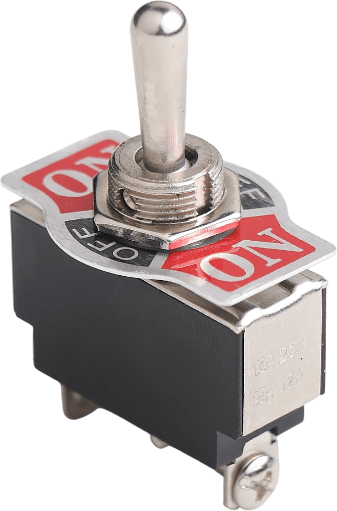 (On)/Off/(On) Metal Geçiş Anahtarı (Vida Terminalli, 2 Tarafa Yaylı, 3 Bacaklı)