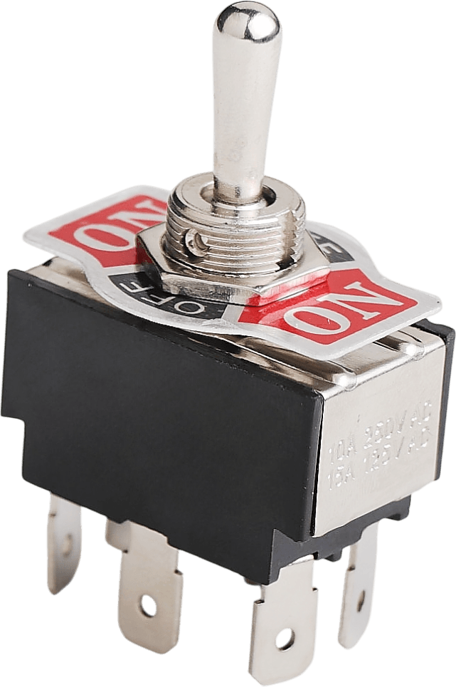 (On)/Off/(On) Metal Geçiş Anahtarı (PC Terminalli, 2 Tarafa Yaylı, 6 Bacaklı)