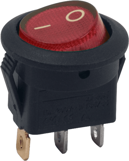 On/Off Red Illuminated Round Mini Rocker Switch (24V)
