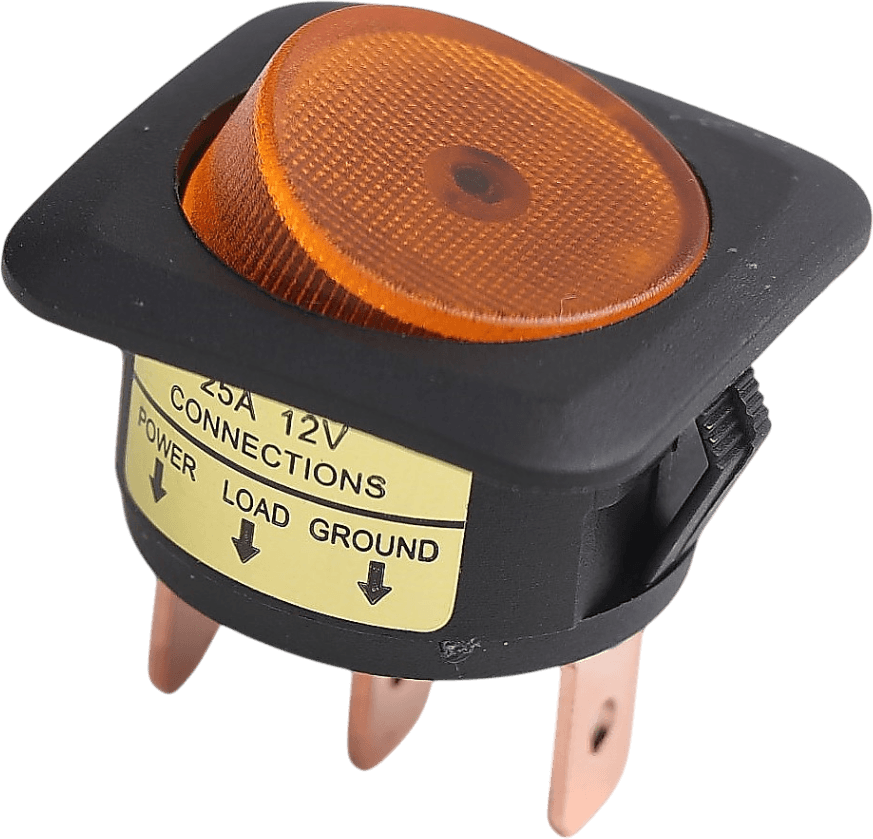 On/Off Çerçeveli Sarı Yuvarlak Anahtar (25A, 12V)